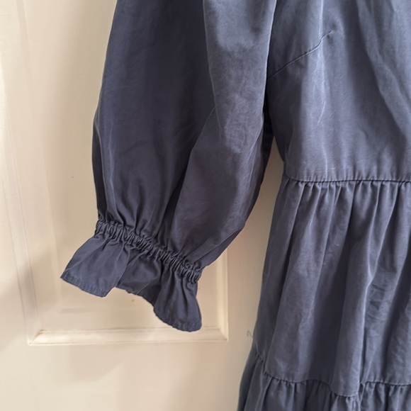 Madewell Lizzie Tiered Cotton Poplin Mini Dress Puff Sleeve Babydoll Twilight - Picture 4 of 8